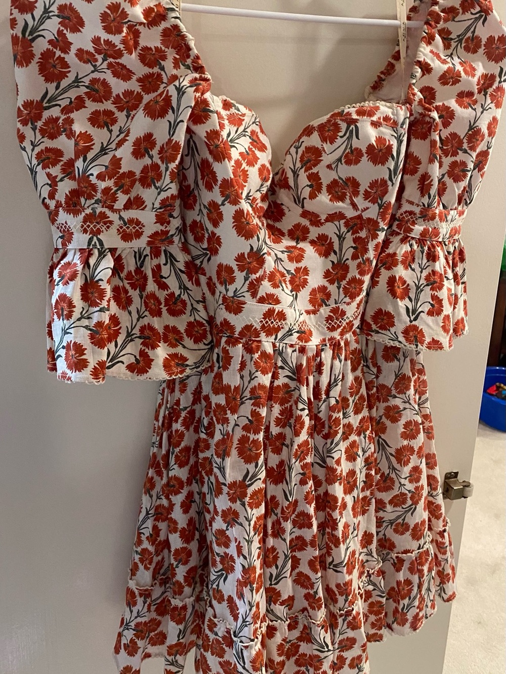 Agua by Agua Bendita 🌹❤️ Sweet Red Floral Minidress ❤️🌹 Size large - Picture 7 of 16